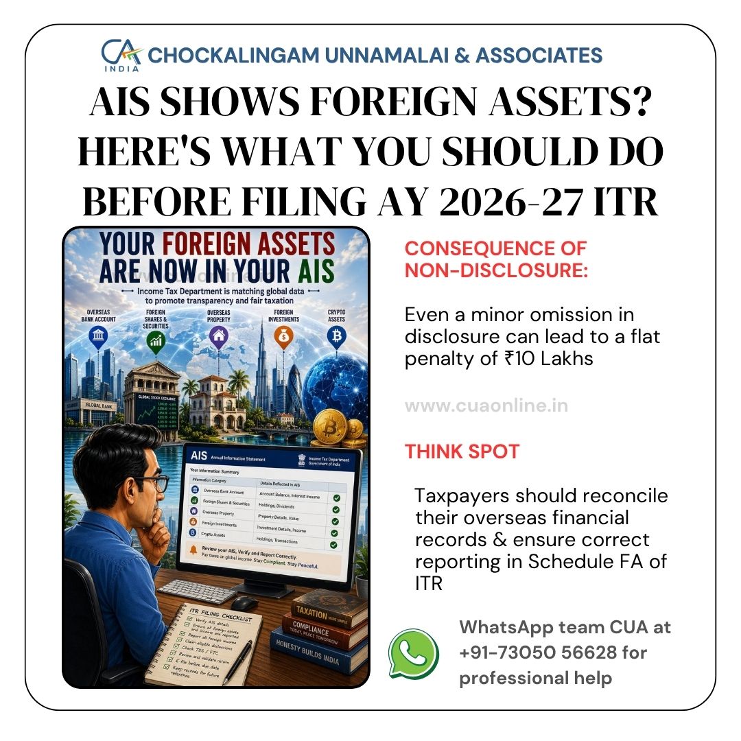 AIS Shows Foreign Assets? Here’s What You Should Do Before Filing AY 2026-27 ITR